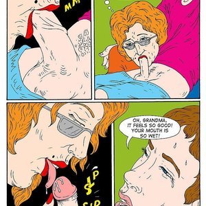 Granny caches her grandson at viewing porno image 004